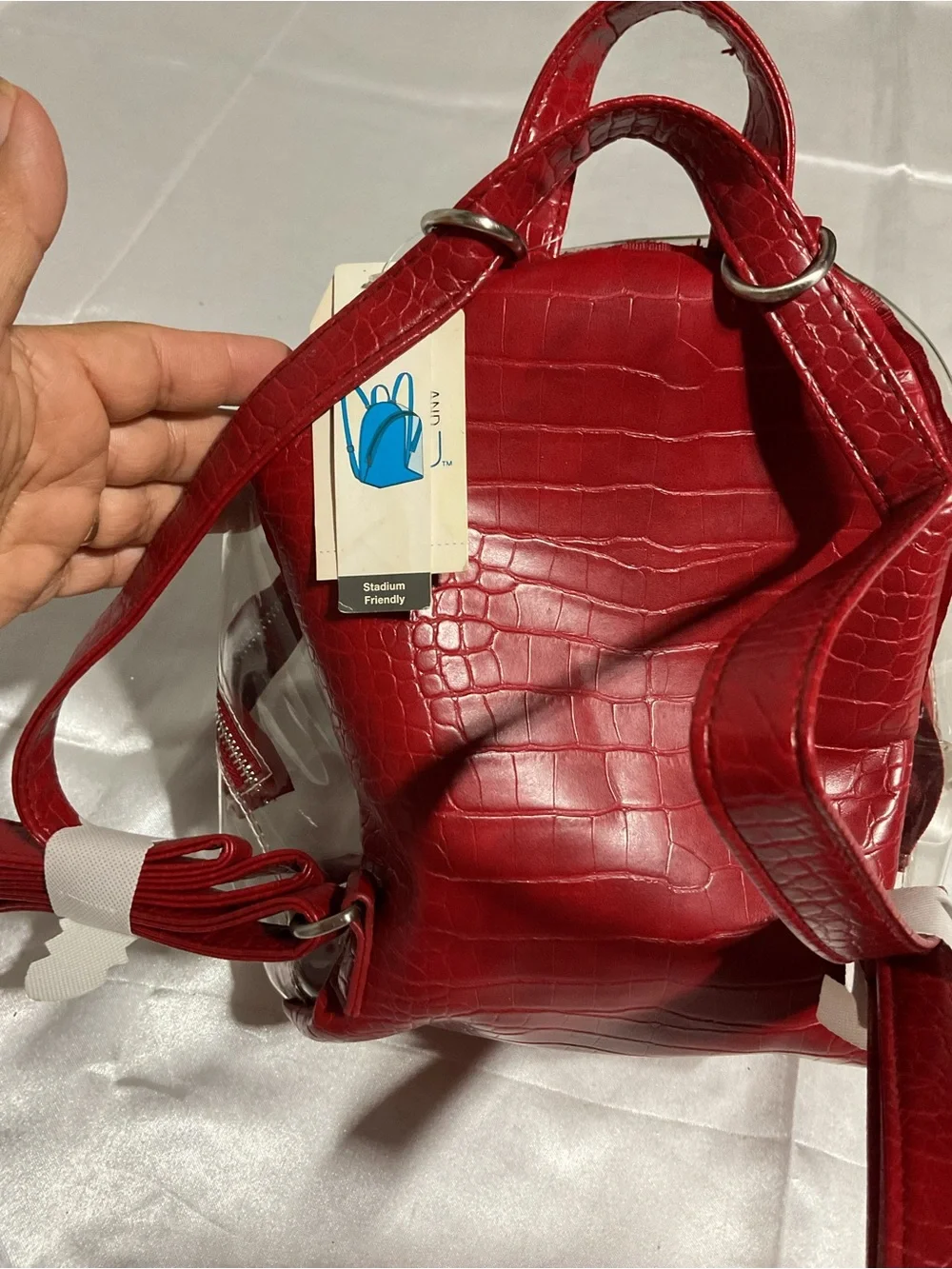 Time and Tru Clear Backpack with Red Interior Trim